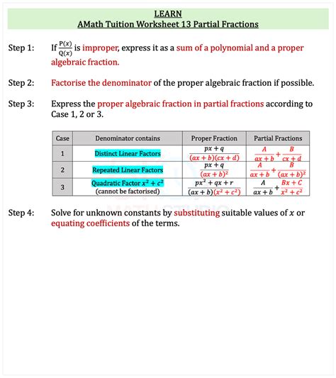 AMath Notes | Partial Fractions - Worksheets Library