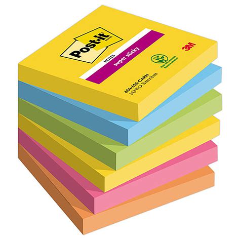 Post-it® 540 notes adhésives repositionnables 76x76mm Assorti Carnaval