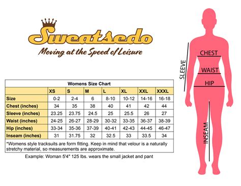 Womens Size Chart | Velour Tracksuits | Sweatsedo