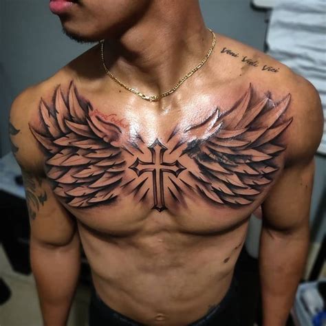 Wing Tattoo Men, Men Tattoos Arm Sleeve, Cross Tattoo For Men, Cross Tattoo Designs, Cool Chest ...