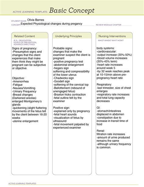 ALT - Expected Physiological changes during pregnancy - ACTIVE LEARNING TEMPLATES Basic Concept ...