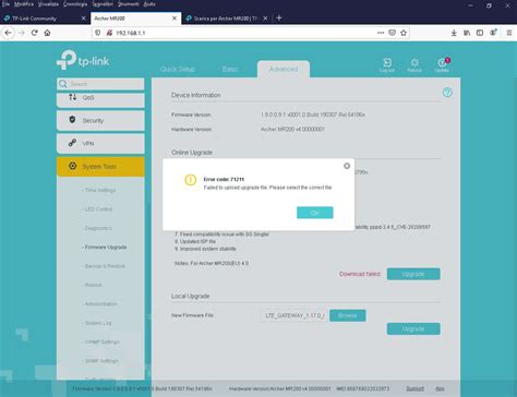 Archer MR200 V4 Firmware update failure - Home Network Community