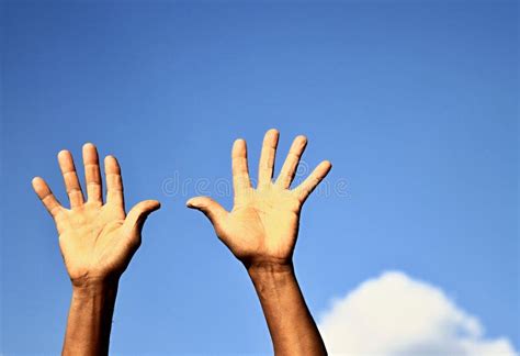 Hands up in the sky stock photo. Image of male, finger - 121695164