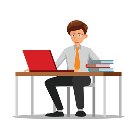 flat design of cartoon character of office man working 5274107 Vector Art at Vecteezy