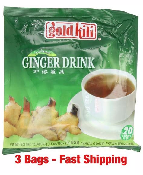 3 Bags - Gold Kili Natural Instant Ginger Tea Drink (60 sachets total)