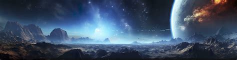 AI generated Panorama of distant planet system in space 3D rendering ...