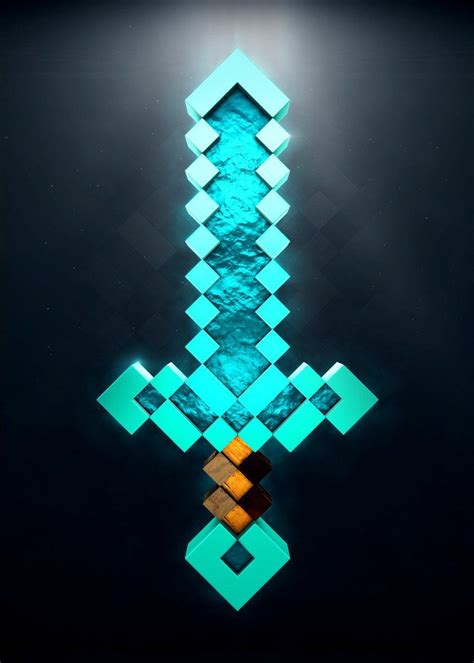 Minecraft Diamond Sword Fantasy Poster Print | metal posters - Displate | Minecraft diamond ...