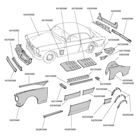 Body panels Volvo Amazon P120 - P130 - P220