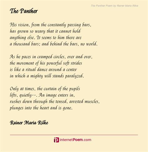 The Panther Poem by Rainer Maria Rilke