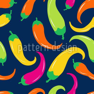 Chili Pepper Varieties Seamless Vector Pattern Design