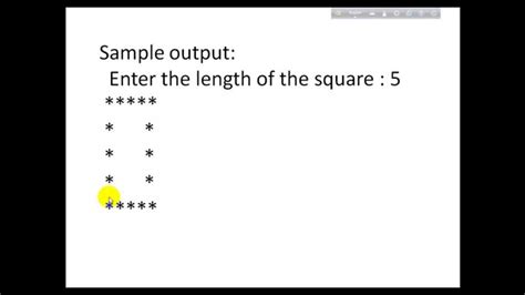 Hollow Square Pattern in C - YouTube