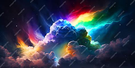 Premium AI Image | A painting wallpaper rainbow in the sky