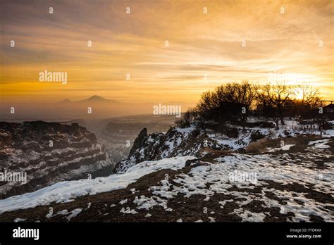 Sunrise over Ararat biblical mountain in Armenia Stock Photo - Alamy