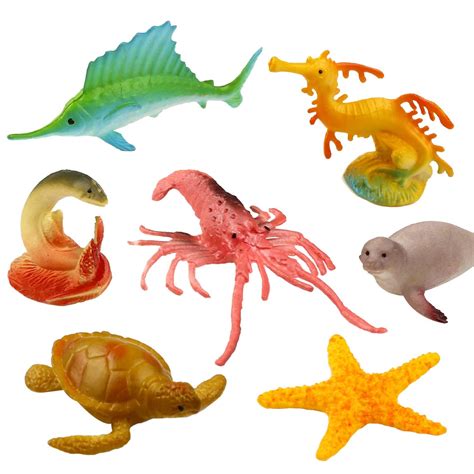 Ocean Sea Animals Mini Life Creatures Toys Set Plastic Underwater ...