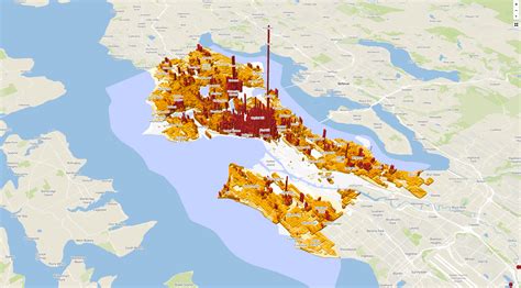 3D visualization of Seattle's population density from the 2010 Census ...