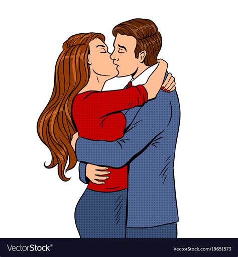 Kissing couple pop art Royalty Free Vector Image