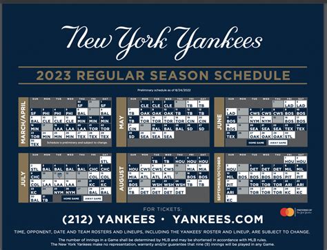 Ny Yankees Schedule Printable