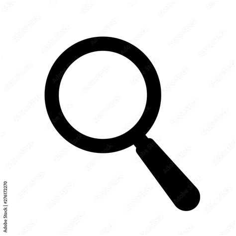 Black magnifier icon for search bar design. Vector magnifying glass ...