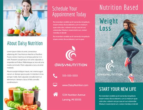 Nutrition Weight Loss Tri-Fold Brochure Template