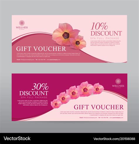 Gift voucher for spa hotel resort flowers Vector Image