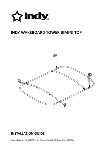 INDY WAKEBOARD TOWER BIMINI TOP INSTALLATION GUIDE 1 | Manualzz