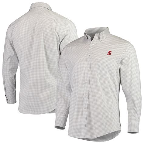 Alabama Crimson Tide Peak Performance Button-Down Dress Shirt - White/Gray