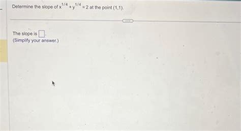 Solved Determine the slope of x1/4+y1/4=2 at the point | Chegg.com