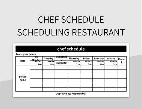 Chef Schedule Scheduling Restaurant Excel Template And Google Sheets ...