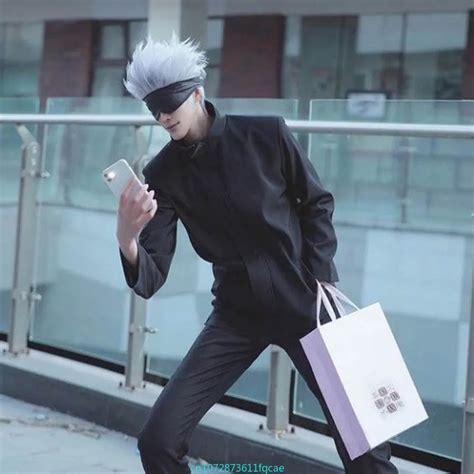 Jujutsu Kaisen Gojo Satoru Tops Pants Eye Patch Wigs Set Cosplay Costume Adult Man Uniform Suit ...