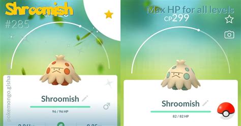 Shroomish max HP for all levels - Pokemon Go