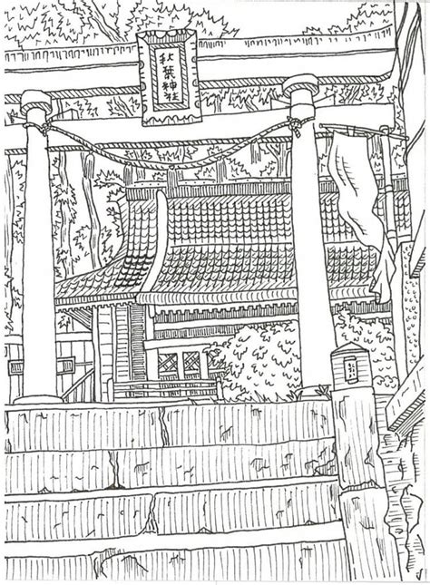 Japanese shrine drawing. : drawing