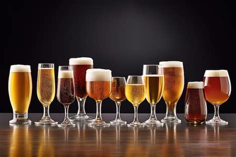 Premium AI Image | Series of beer glasses in various shapes and sizes ...