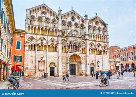 The Beautiful Ferrara Cathedral, Italy Editorial Image - Image of ...