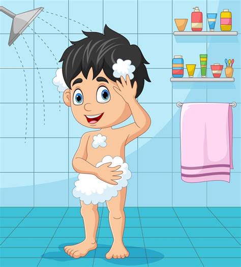 Cartoon little boy taking a bath 8733613 Vector Art at Vecteezy