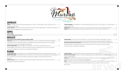 Cafe Murano menu in Altamonte Springs, Florida, USA