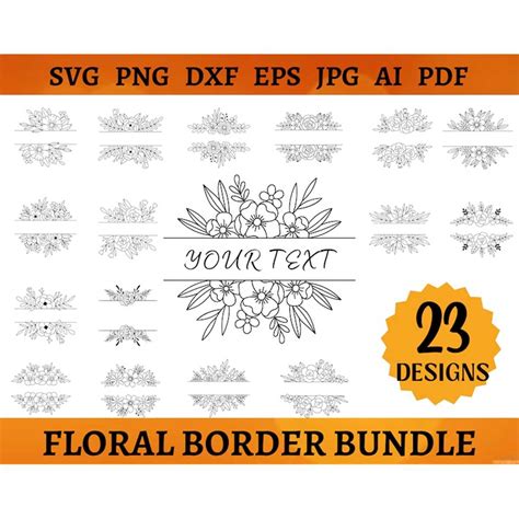 23 FLORAL BORDER Svg BUNDLE Flower Frame Svg File Cricut Bot - Inspire Uplift