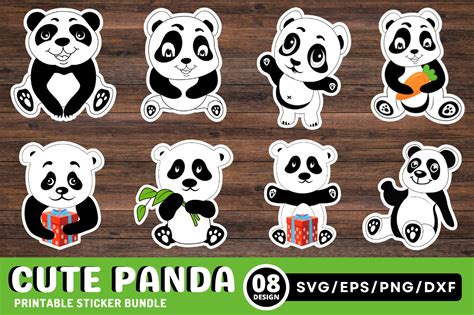 Cute Panda Printable Sticker Bundle