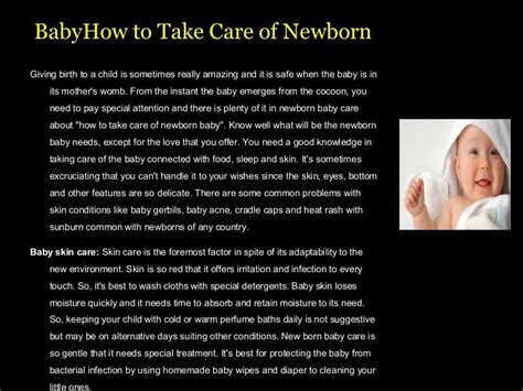 Baby how to take care of newborn