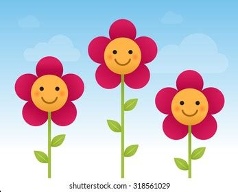 Imagen de vector de flores sonrientes: vector de stock (libre de regalías) 318561029 | Shutterstock