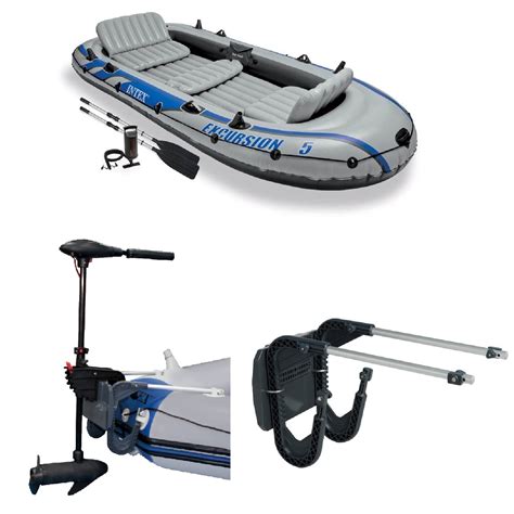 Buy Intex Excursion 5 Person Inflatable Boat Set with 2 Aluminum Oars and Pump, Intex 12V ...