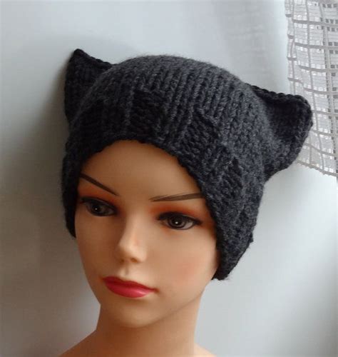 free kniiting accesory patterns | Cat Ears Hat Cat Beanie Chunky Knit Winter Accessories Animals ...