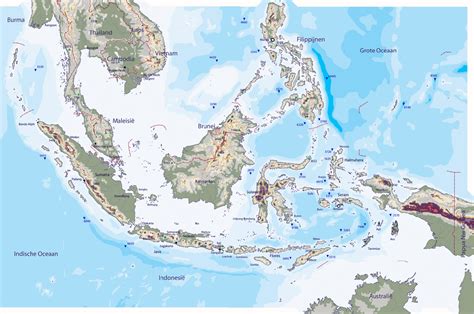 Large Detailed Physical Map Of Indonesia - Riset