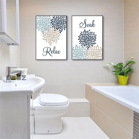 Bathroom Decor Bathroom Wall Art Canvas Prints Relax Soak Floral Flower Bathroom Art Bathroom ...