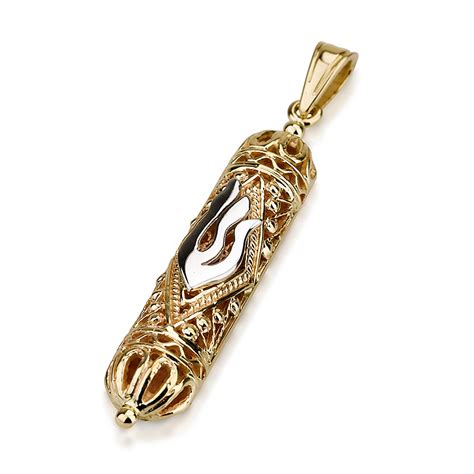 Buy 14K Gold Ornate Mezuzah Necklace | Israel-Catalog.com