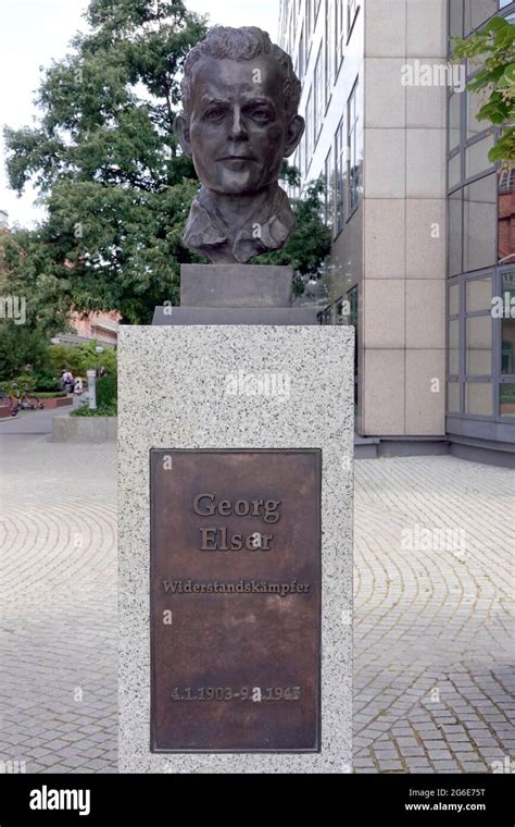 Monument, bust, Georg Elser, resistance fighter, Street of Remembrance ...