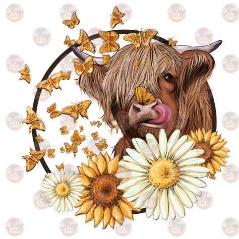 Highland Cow Sunflowers & Butterfly's- Sublimation Transfer – Classy Crafts