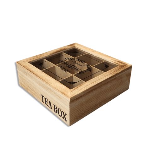 Wooden Tea Box with Glass Lid - Freeshop