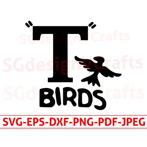 T Birds Logo SVG Cut Files, Grease Logo 50s T Birds DXF Cutting Files,t ...