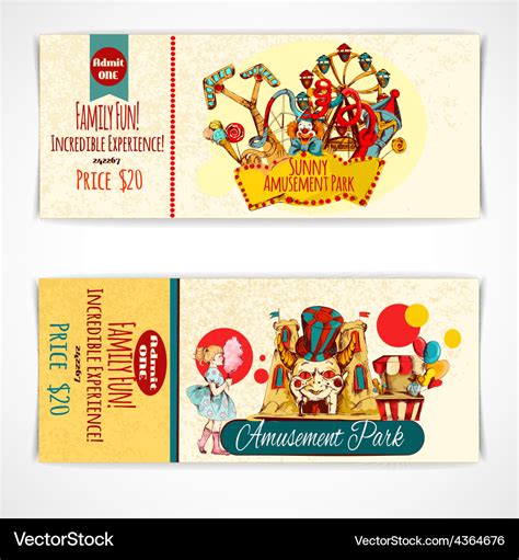 Amusement Park Tickets Royalty Free Vector Image