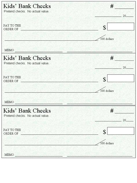 7 Best Images of Printable Fake Checks - Printable Play Checks for Kids, Free Printable Check ...